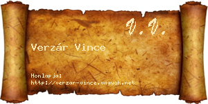 Verzár Vince névjegykártya